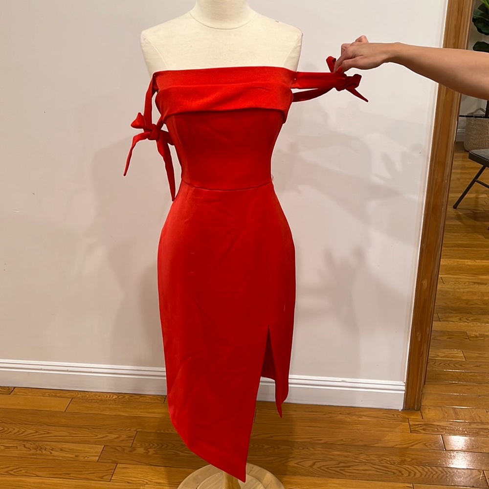 Style stalker red off the shoulder dress